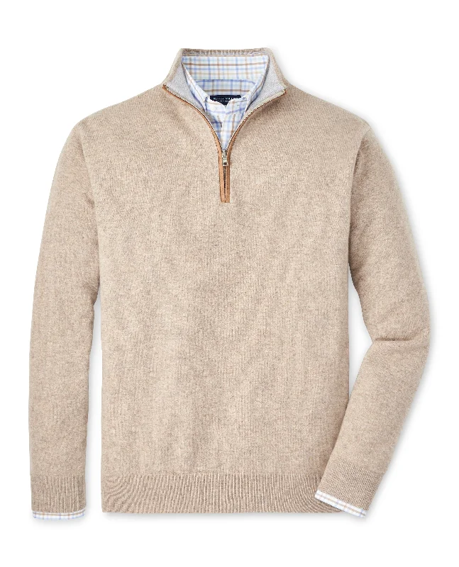 Peter Millar Artisan Crafted Cashmere Flex Quarter-Zip in Toffee