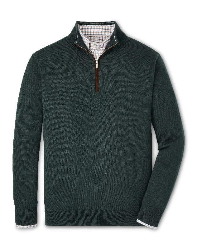 Peter Millar Autumn Crest Suede Trim Quarter-Zip in Lacinato